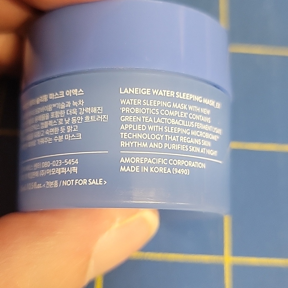 LANEIGE Water Sleeping Mask_EX - Soft Blue 15ml Jar New - Picture 2 of 3